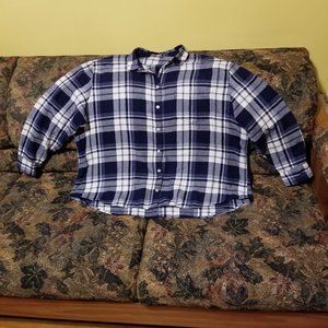 Relaxed fit/oversize plaid flannel, cotton shirt/shacket Old Navy XL, blue